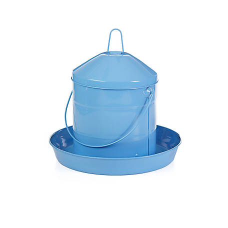 Item No. DT9877 - Durable Feeding Container with Carrying Handle for Chickens & Birds 26 Lb DOUBLE-TUF Poultry Feeder with Legs Blue 