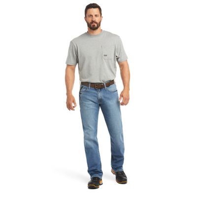 ARIAT Men's M4 Rebar Low Rise Jean – ToughMax Denim, Durastretch, Relaxed Fit, Boot Cut, Medium Wash