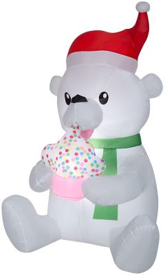 Gemmy Animated Inflatable Polar Bear with Cupcake