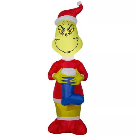 Gemmy Airblown Inflatable Grinch with Blue Stockings Christmas Inflatables