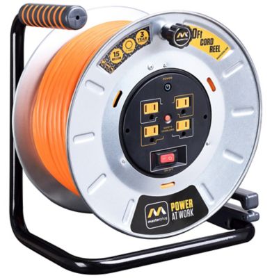 L 4000 Series Light and Power Cord Reel, 12/3 AWG, 20 A/10 A, Holds 45 ft  Cord, Bare Reel Only