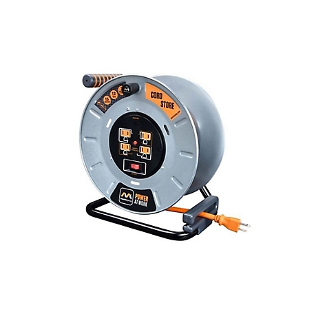 Masterplug 100Ft 4 Sockets 15A 12Awg Large Open Metal Reel in the