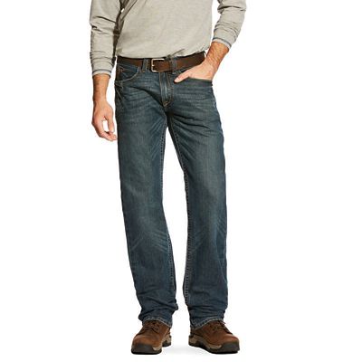 Image showing 0 th Ariat Men's Stretch Fit Natural-Rise Rebar M5 DuraStretch Edge Straight Leg Work Jeans