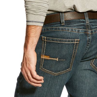 Image showing 3 th Ariat Men's Stretch Fit Natural-Rise Rebar M5 DuraStretch Edge Straight Leg Work Jeans