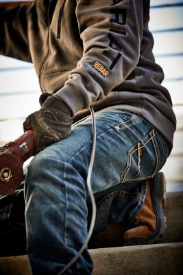 Image showing 4 th Ariat Men's Stretch Fit Natural-Rise Rebar M5 DuraStretch Edge Straight Leg Work Jeans
