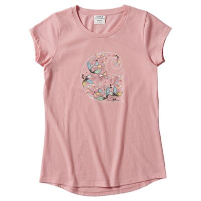 Carhartt Girls' Floral C Short-Sleeve T-Shirt with Neck Tape