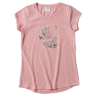 Carhartt Girls' Short-Sleeve Floral C T-Shirt With Neck Tape