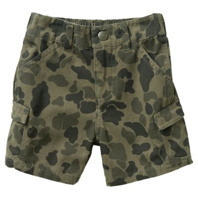 Carhartt Girls' Stretch Fit Washed Adjustable Waist Camo Shorts with Side Vents