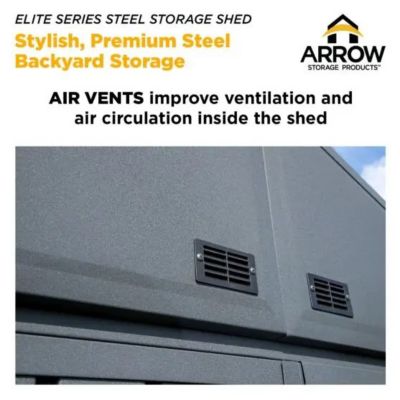 Image showing 5 th Arrow 10 ft. x 8 ft. Elite Steel Storage Shed, Anthracite