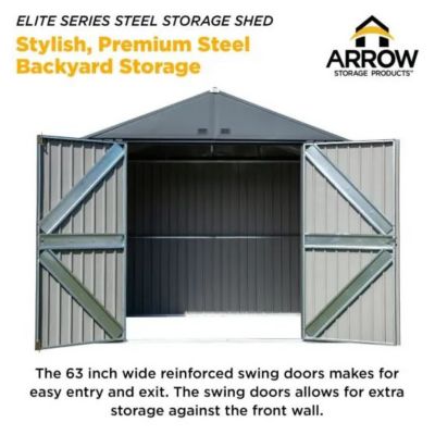 Image showing 6 th Arrow 10 ft. x 8 ft. Elite Steel Storage Shed, Anthracite