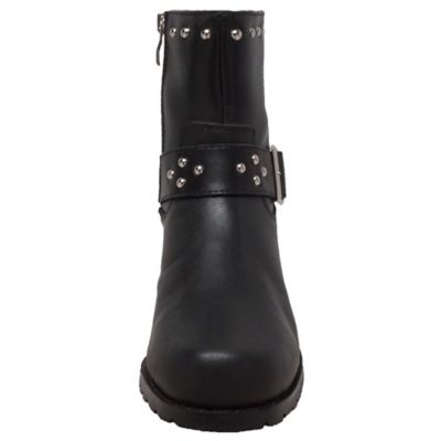 Image showing 1 th Ride Tecs Women's Motorcycle Full-Grain Leather Heeled Buckle Biker Boots, 6 in.