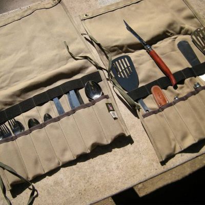 Image showing  Canvas Utensil Roll, Waxed Khaki