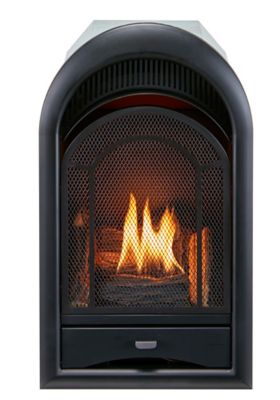 ProCom 16 in. Dual-Fuel Ventless Gas Fireplace Insert, Arched Door, T-Stat Control, 10,000 BTU