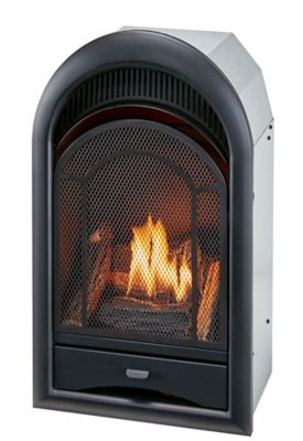 Image showing  Dual-Fuel Indoor Ventless Gas Fireplace Insert, Arched Door, 15,000 BTU, T-Stat Control