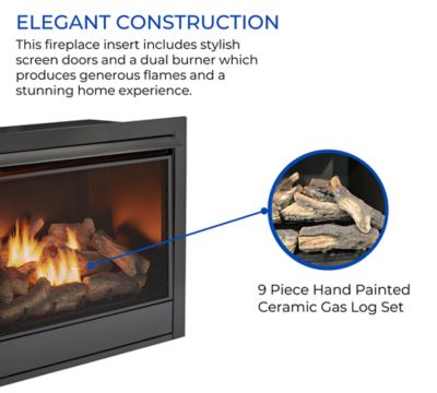Image showing 6 th Duluth Forge Dual-Fuel Indoor Ventless Gas Fireplace Insert, 32,000 BTU, Remote Control, 170038