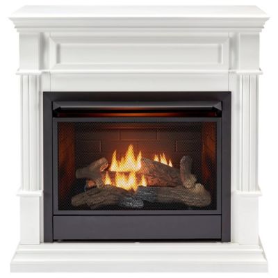 Duluth Forge Dual Fuel Ventless Gas Fireplace With Mantel, 26,000 BTU, Remote, Antique White, DFS-300R-2AW