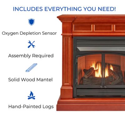 Image showing 5 th Duluth Forge Dual Fuel Ventless Gas Fireplace With Mantel - 32,000 BTU, Remote Control, Apple Spice Finish, DFS-400R-2AS