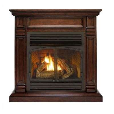 Duluth Forge 29.1 in. Dual-Fuel Ventless Gas Fireplace with Mantel, 32,000 BTU, Remote Control