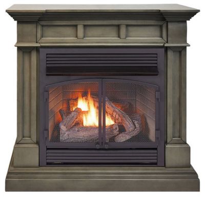 Duluth Forge Dual Fuel Ventless Gas Fireplace With Mantel - 32,000 BTU, T-Stat Control, Slate Gray, DFS-400T-2GR