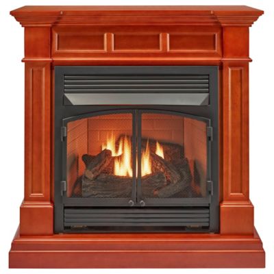 Duluth Forge Dual Fuel Ventless Gas Fireplace With Mantel - 32,000 BTU, T-Stat Control, Apple Spice Finish, DFS-400T-2AS