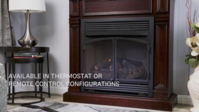 Image showing  Dual Fuel Ventless Gas Fireplace With Mantel - 32,000 BTU, Remote, Slate Gray, DFS-400R-2GR