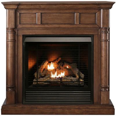 Duluth Forge 55 in. Full-Size Dual-Fuel Ventless Gas Fireplace with Mantel, 32,000 BTU, Remote Control
