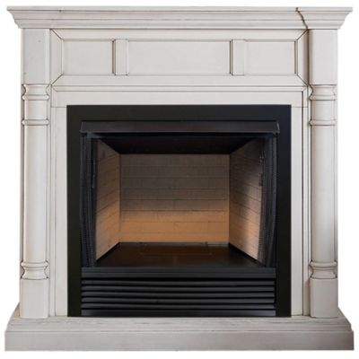 ProCom 32 in. Ventless Heater Fireplace, Antique White Finish, Mantel Included