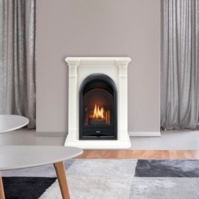 Image showing  28 in. Dual-Fuel Ventless Gas Fireplace System, Corner Combo Mantel, 10,000 BTU, Antique White