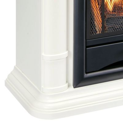 Image showing 6 th ProCom 28 in. Dual-Fuel Ventless Gas Fireplace System, Corner Combo Mantel, 10,000 BTU, Antique White