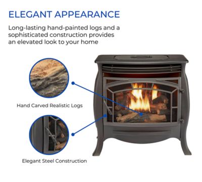 Image showing 5 th Duluth Forge 1200 sq. ft. Dual-Fuel Vent-Free Gas Stove, 26,000 BTU, Matte Finish, Remote Control, FDSR25