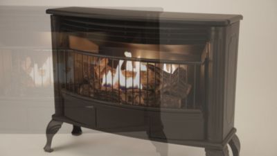 Image showing  1100 sq. ft. Dual-Fuel Vent-Free Gas Stove with Remote Control, 25,000 BTU, Black, 170173