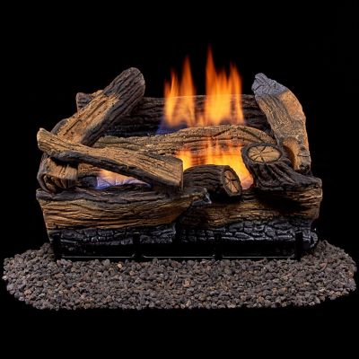Image showing  Ventless Dual-Fuel Gas Log Set, 18 in. Split Red Oak, 30,000 BTU, Remote Control
