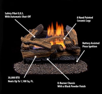 Image showing  Ventless Dual-Fuel Gas Log Set, 18 in. Split Oak, 30,000 BTU, T-Stat Control
