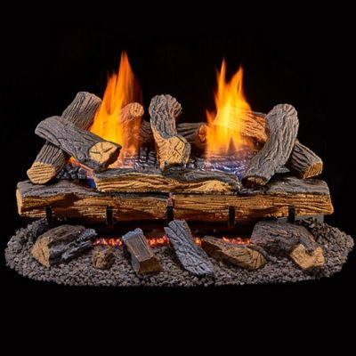 Duluth Forge Ventless Dual-Fuel Berkshire Gas Log Set, 33,000 BTU, Remote Control, 210049