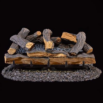Image showing  Ventless Dual-Fuel Gas Log Set, 24 in. Split Oak, 33,000 BTU, Remote Control