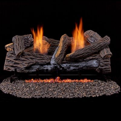 Image showing  Ventless Dual-Fuel Gas Log Set, 24 in. Stacked Oak, 33,000 BTU, Remote Control