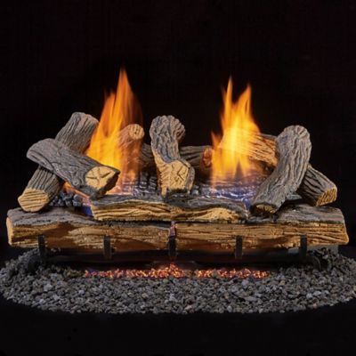 Duluth Forge Ventless Dual-Fuel Gas Red Oak Log Set, 33,000 BTU, T-Stat Control