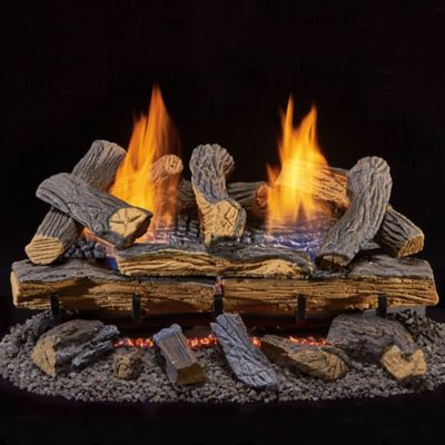 Image showing  Ventless Dual-Fuel Gas Log Set, 24 in. Split Red Oak, 33,000 BTU, T-Stat Control