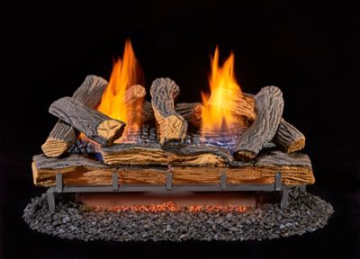 Image showing  Ventless Dual-Fuel Gas Log Set, 24 in. Split Red Oak, 33,000 BTU, T-Stat Control
