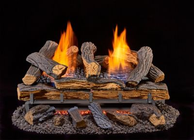 Image showing  Ventless Dual-Fuel Gas Log Set, 24 in. Split Red Oak, 33,000 BTU, T-Stat Control