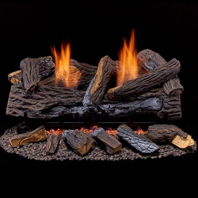Image showing  Ventless Dual-Fuel Gas Log Set, 24 in. Stacked Oak, 33,000 BTU, T-Stat Control