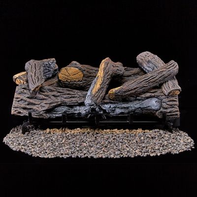 Image showing  Ventless Dual-Fuel Gas Log Set, 24 in. Stacked Oak, 33,000 BTU, T-Stat Control