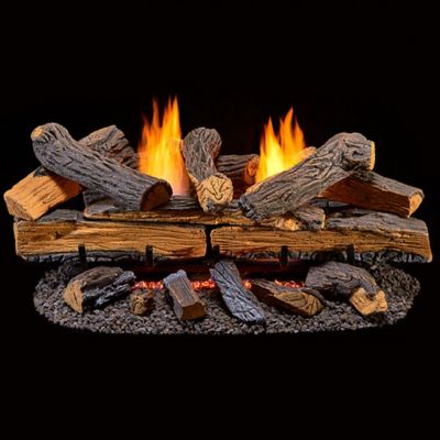 Duluth Forge Ventless Dual-Fuel Gas Berkshire Log Set, 33,000 BTU, Remote Control, 210051