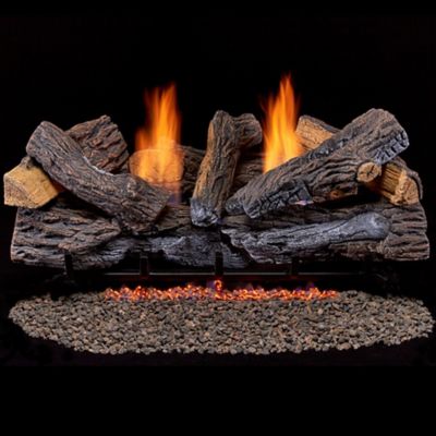 Duluth Forge Ventless Dual-Fuel Gas Stacked Log Set, 33,000 BTU, T-Stat Control