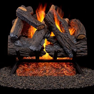 Image showing  Vented Natural Gas Fireplace Log Set, 18 in., 45,000 BTU, Match Light, Heartland Oak