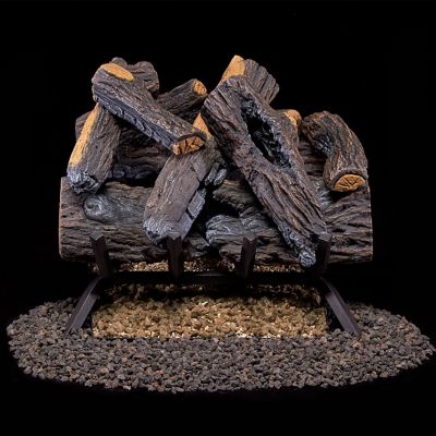 Image showing  Vented Natural Gas Fireplace Log Set, 18 in., 45,000 BTU, Match Light, Heartland Oak