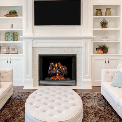 Image showing 6 th Duluth Forge Vented Natural Gas Fireplace Log Set, 18 in., 45,000 BTU, Match Light, Heartland Oak