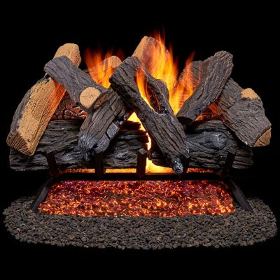 Image showing  Vented Natural Gas Fireplace Log Set, 24 in., 55,000 BTU, Match Light, Heartland Oak