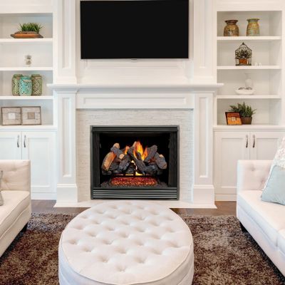 Image showing 6 th Duluth Forge Vented Natural Gas Fireplace Log Set, 24 in., 55,000 BTU, Match Light, Heartland Oak