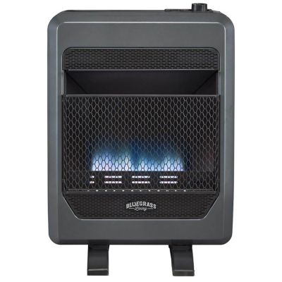 Bluegrass Living 18.46 in. Natural Gas Ventless Blue Flame Gas Space Heater, 950 sq. ft., 20,000 BTU, T-Stat Control